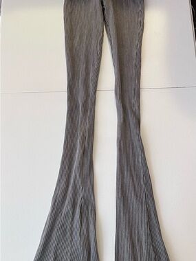 Zara Ribbed Flare Pants - Charcoal Gray